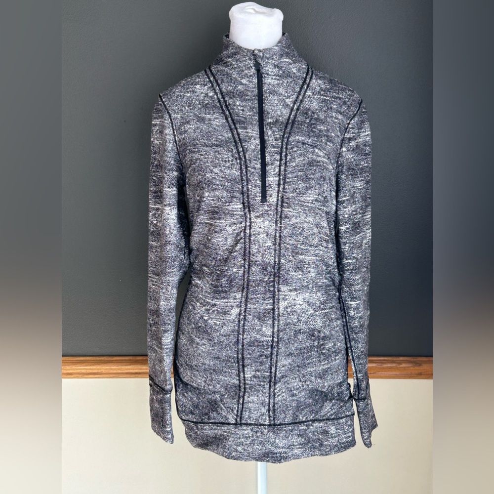 Lululemon Cypress Kiss 1/2 Zip Rush Jacquard Black White Size 8